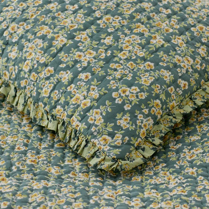 Suhana Reversible Ruffle Quilted Sham - Green, Standard