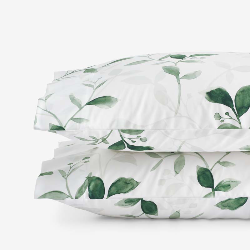 Botanic Meadow Premium Smooth Wrinkle-Free Sateen Pillowcase Set - Evergreen, King