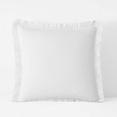 Solid Ruffle Garment Washed Cotton Percale Sham - White, Euro