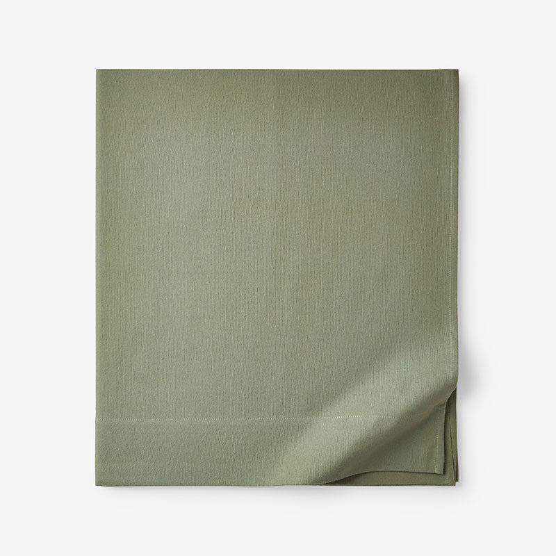 Classic Ultra-Cozy Cotton Velvet Flannel Flat Bed Sheet - Willow Green, Twin/Twin XL