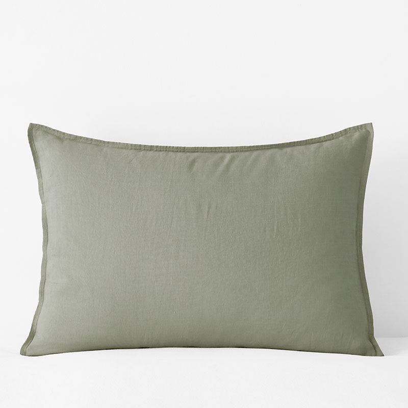 Premium Breathable Washed Linen Solid Sham - Moss Green, Standard