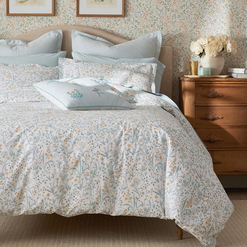 Clemencia Classic Cool Cotton Percale Sham - Mini Floral Pale Blue, King