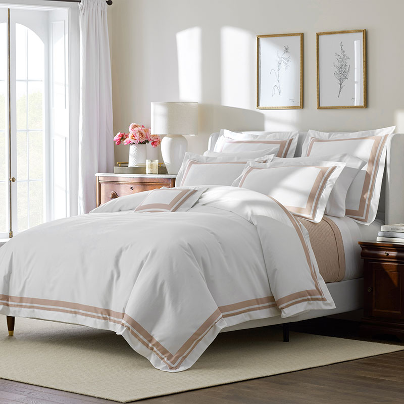 Double Border Premium Smooth Supima® Cotton Wrinkle-Free Sateen Duvet Cover - Rose, Full