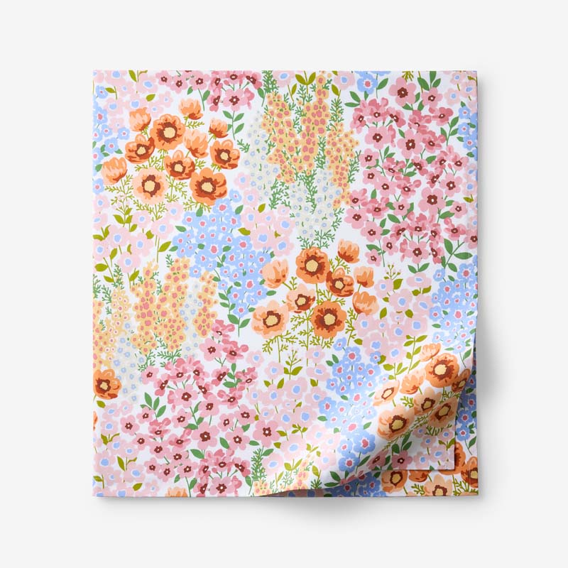 Garden Jubilee Classic Cool Cotton Percale Flat Bed Sheet - Multi, Full