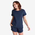 Pima Cotton Women's Shorts Set - Navy, L