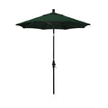 Round Outdoor Patio Umbrella, Fiberglass with Twist Tilt - Black Finish, Forest Green, 7.5'