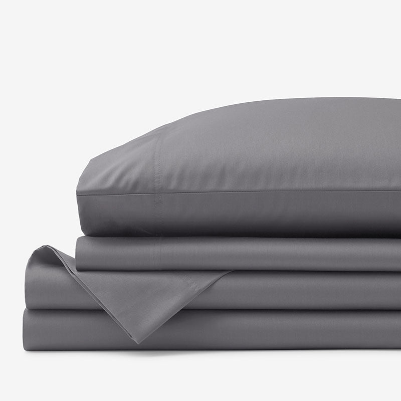 Classic Smooth Wrinkle-Free Sateen Bed Sheet Set - Stone Gray, Queen