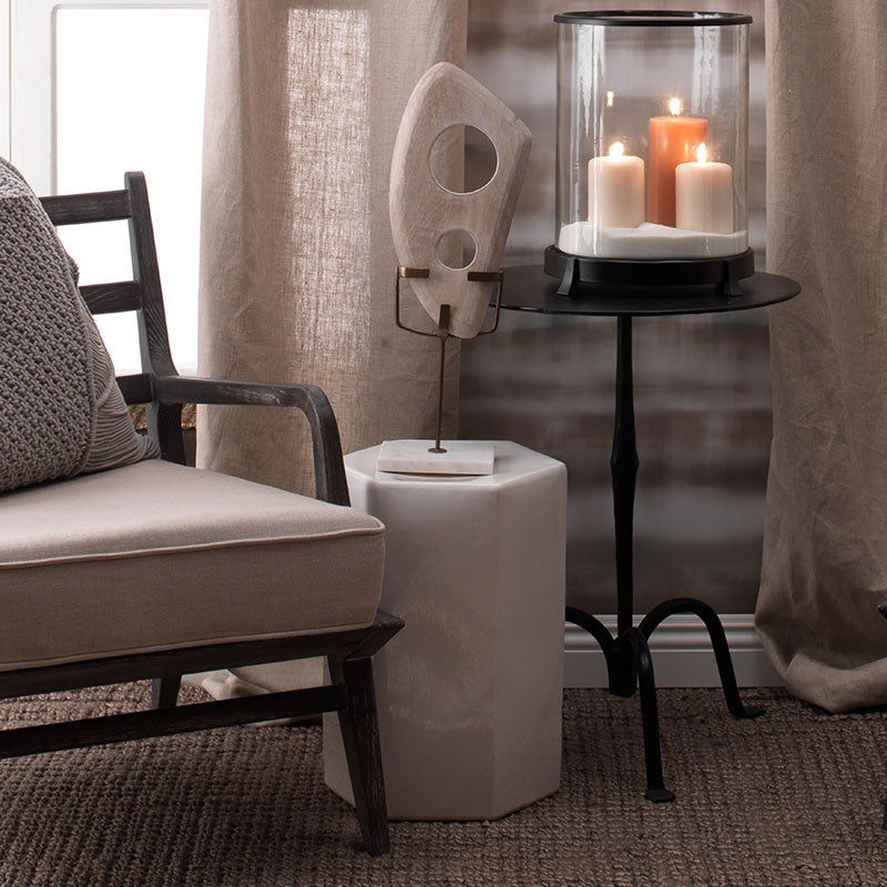 Ceramic Hexagon Side Table - White