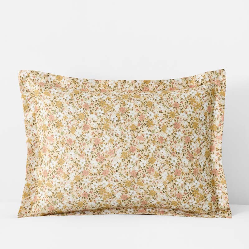 Joyful Floral Classic Smooth Sateen Sham - Gold, Standard