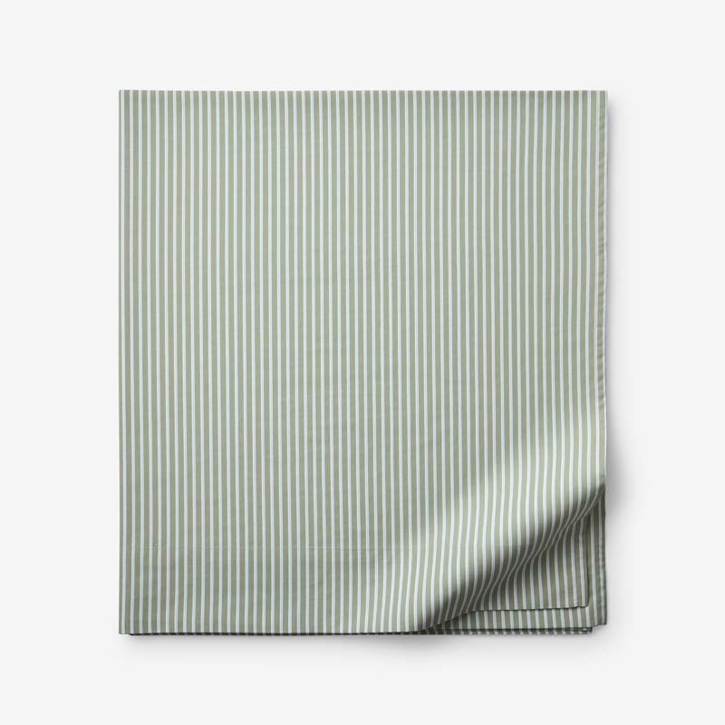 Tira Floral Classic Cool Cotton Percale Flat Bed Sheet - Stripe Green, Full