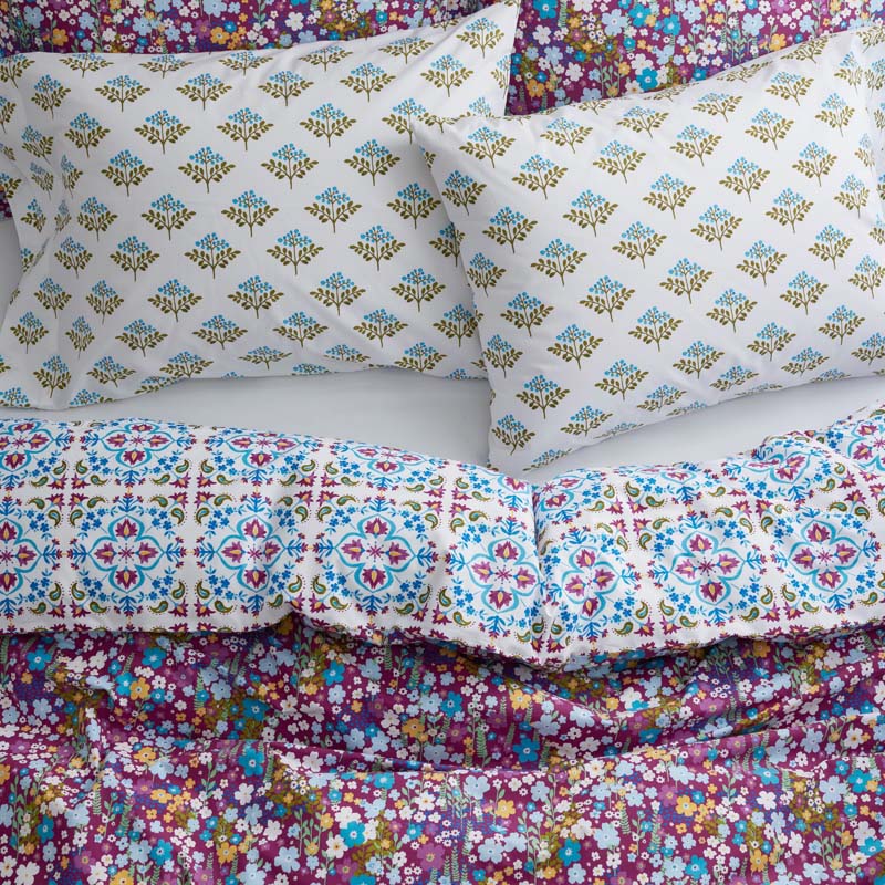 Idril Classic Cool Cotton Percale Bed Sheet Set - Flower, Full