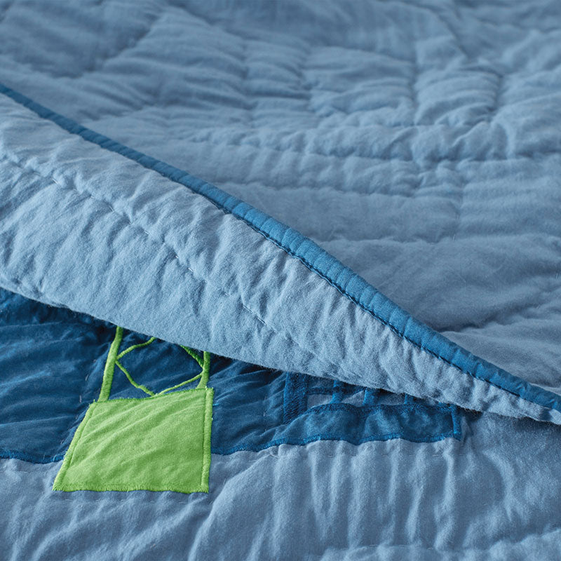 Construction Trucks Quilted Sham - Blue, Standard