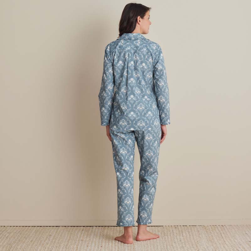 Printed Poplin Women's Long Sleeve Button-Down Pajama Set - Floral Spray, XS