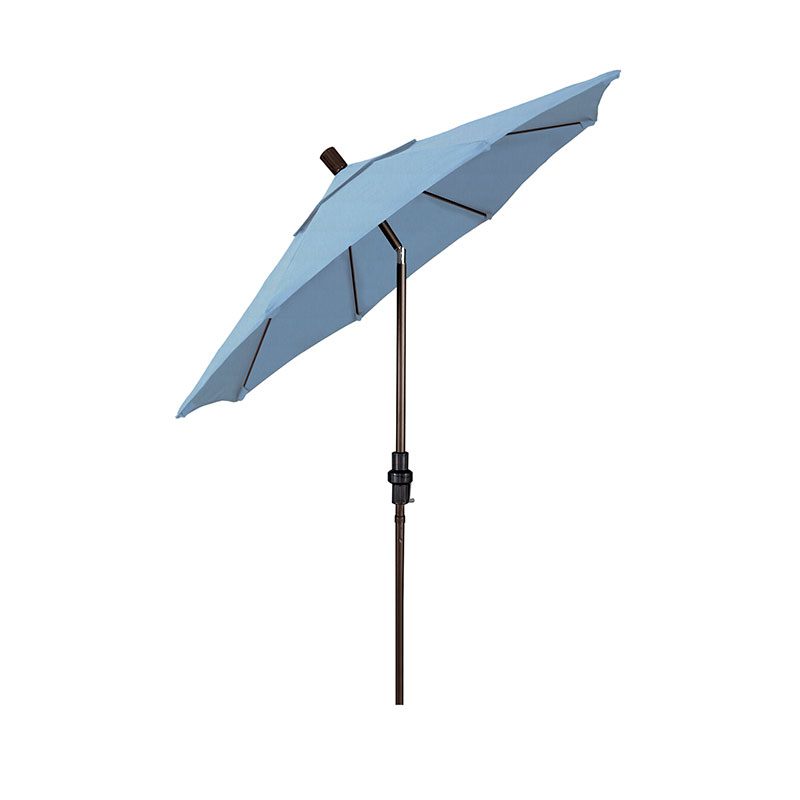 Round Outdoor Patio Umbrella, Fiberglass with Twist Tilt - Bronze Finish, Air Blue, 7.5'