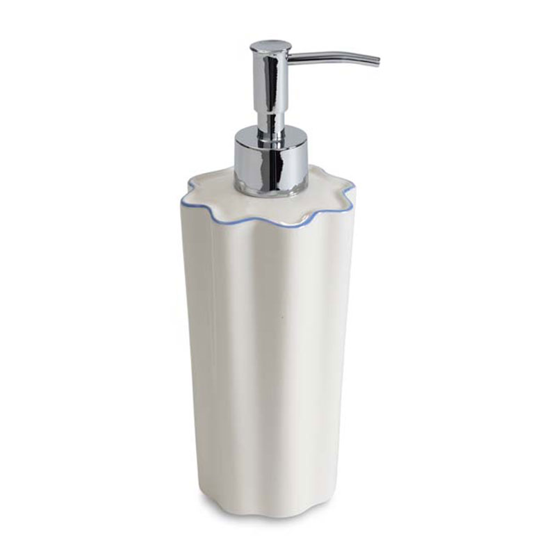 Scallop Soap Dispenser - Cream and Blue