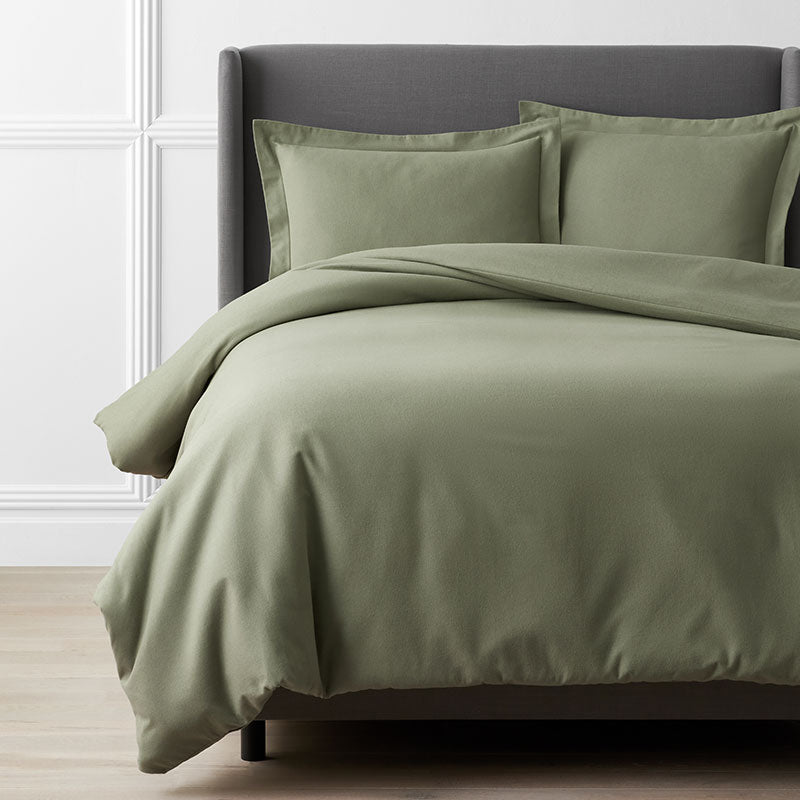 Classic Ultra-Cozy Cotton Velvet Flannel Solid Duvet Cover - Willow Green, Full