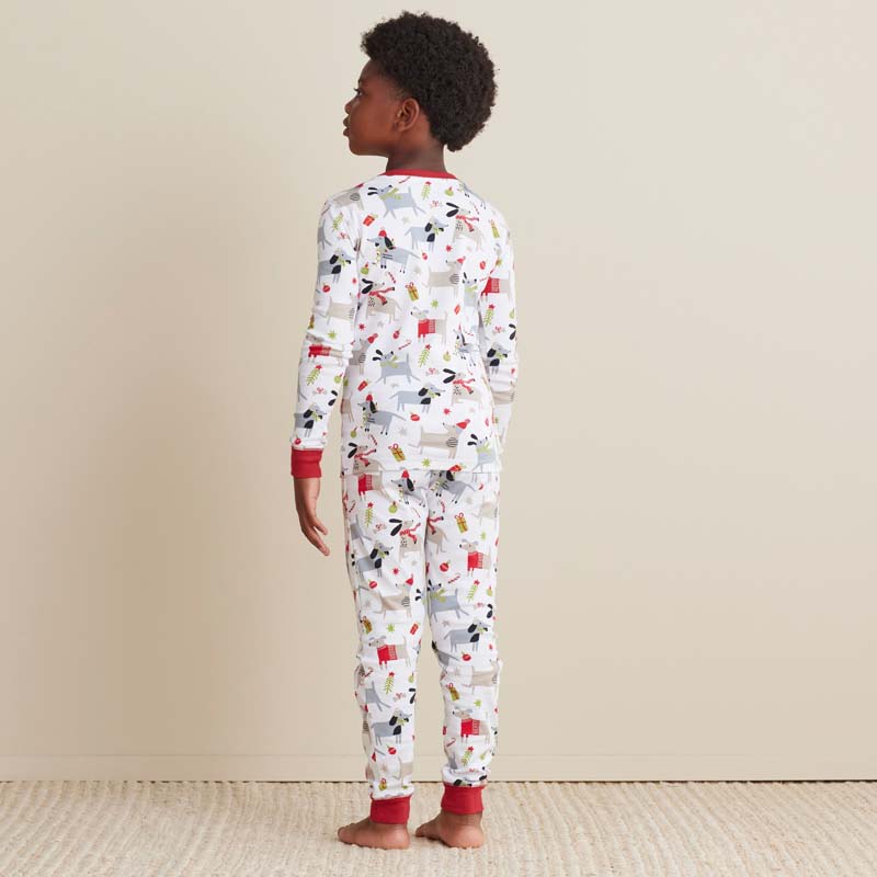 Family Printed Peruvian Cotton Kid's Pajama Set - Holiday Paws, 14/16