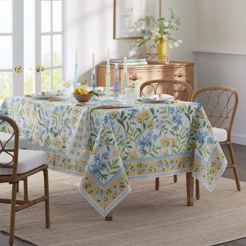 Garden Floral Cotton Tablecloth - Gardenia Mist, 70 in. x 90 in.
