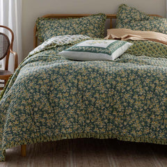 Suhana Reversible Ruffle Quilted Sham - Green, King