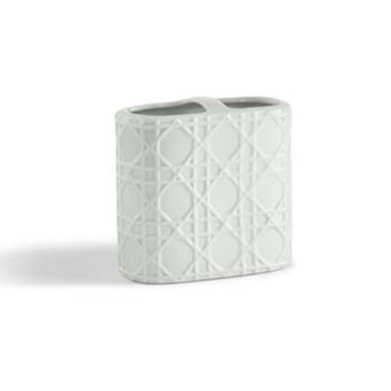 Porcelain Lattice Toothbrush Holder - White