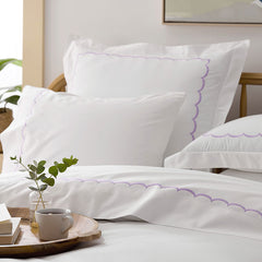 Scallop Embroidered Premium Cool Egyptian Percale Pillowcase Set - Lavender, Standard