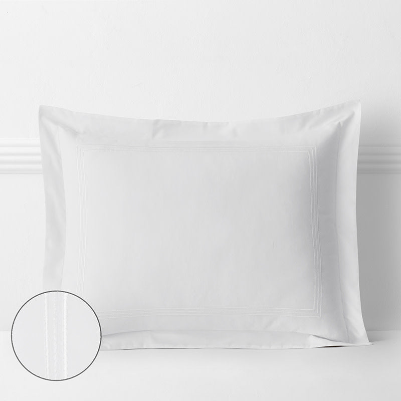 Dorset Stripe Luxe Smooth Egyptian Cotton Sateen Sham - White, Standard