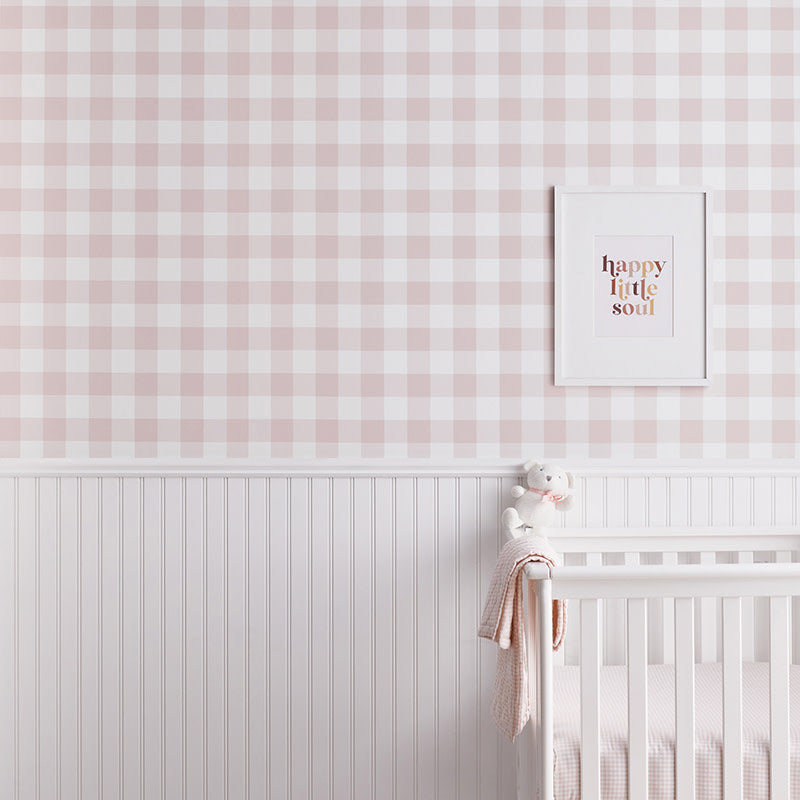 Ditsy Gingham Removable Wallpaper - Pink, Panel