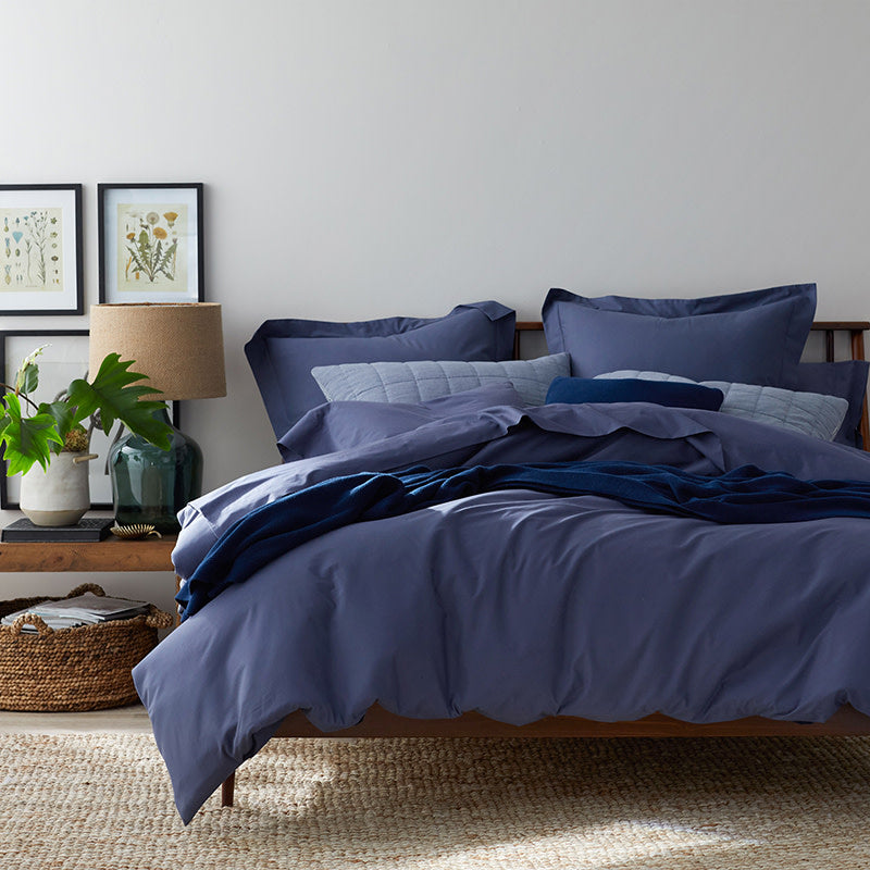 Classic All Season Breathable Cotton Knit Throw - Navy