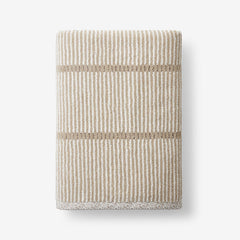 Narrow Stripe Reversible Cotton Bath Towel - Taupe