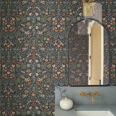 Wildwood Traditional Wallpaper - Black Multi, Swatch