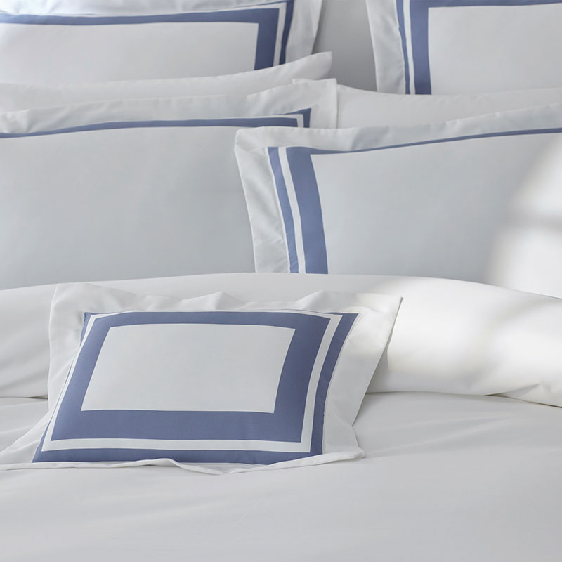 Double Border Premium Smooth Supima® Cotton Wrinkle-Free Sateen Duvet Cover - Blue Dusk, Full