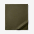 Solid Garment Washed Cotton Percale Flat Bed Sheet - Olive, Queen