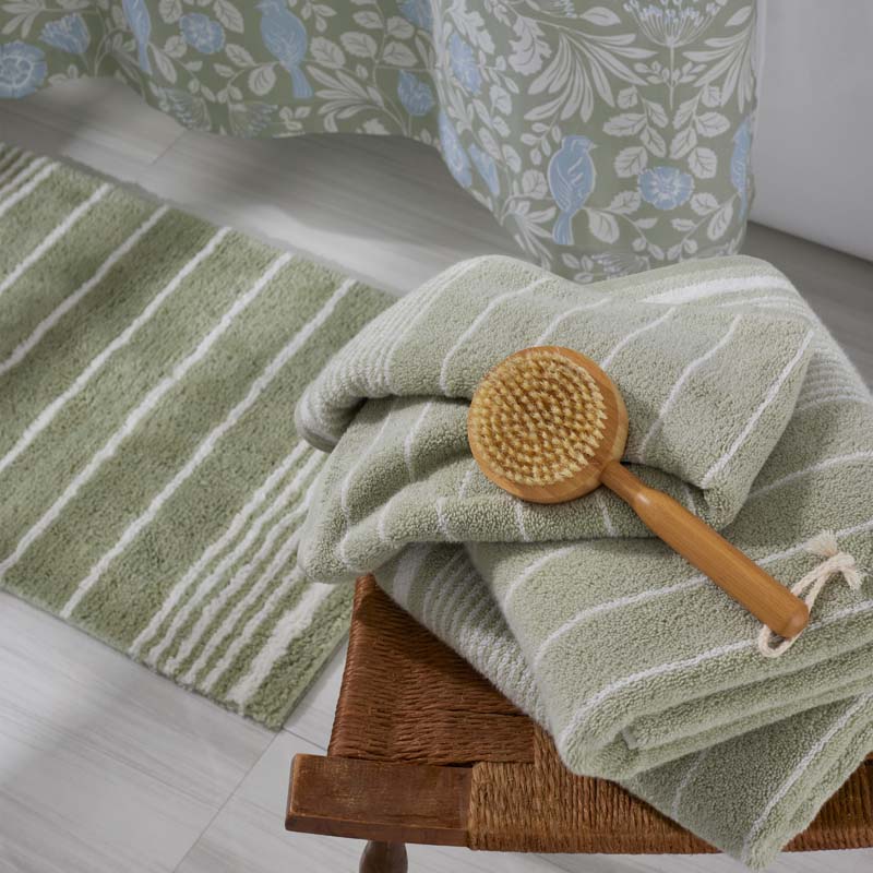 Plush Spa Stripe 4-Piece Bath & Hand Towel Set - Light Willow