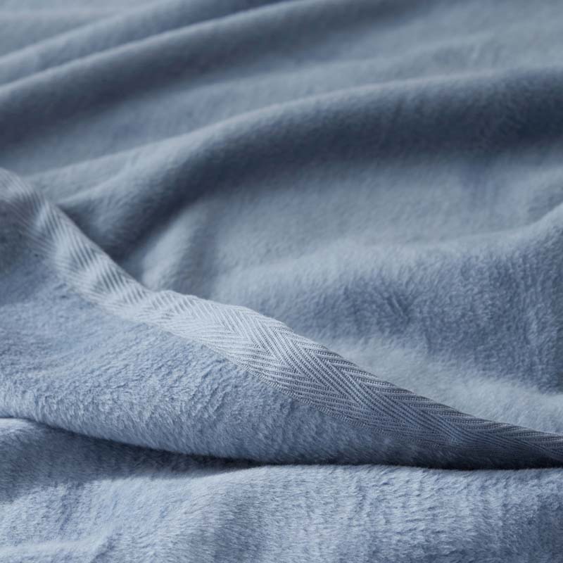 Cotton/Acrylic Fleece Blanket - Smoke Blue, King/Cal. King