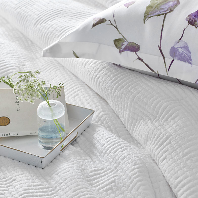 Premium Smooth Cotton Sateen Solid Quilted Sham - White, Euro