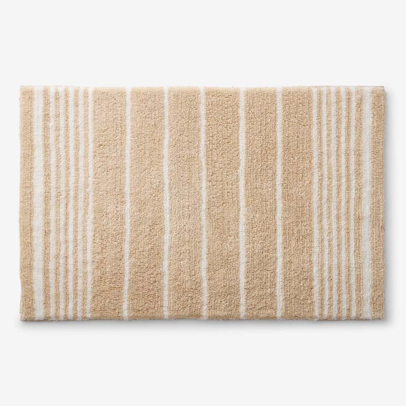 Plush Spa Stripe Bath Rug - Dark Antique Beige, 24 in. x 40 in.