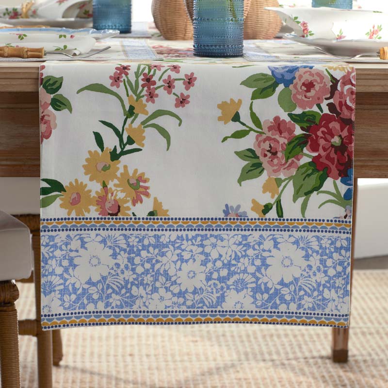 Garden Floral Cotton Table Runner - Natures Bouquet, 16 in. x 90 in.
