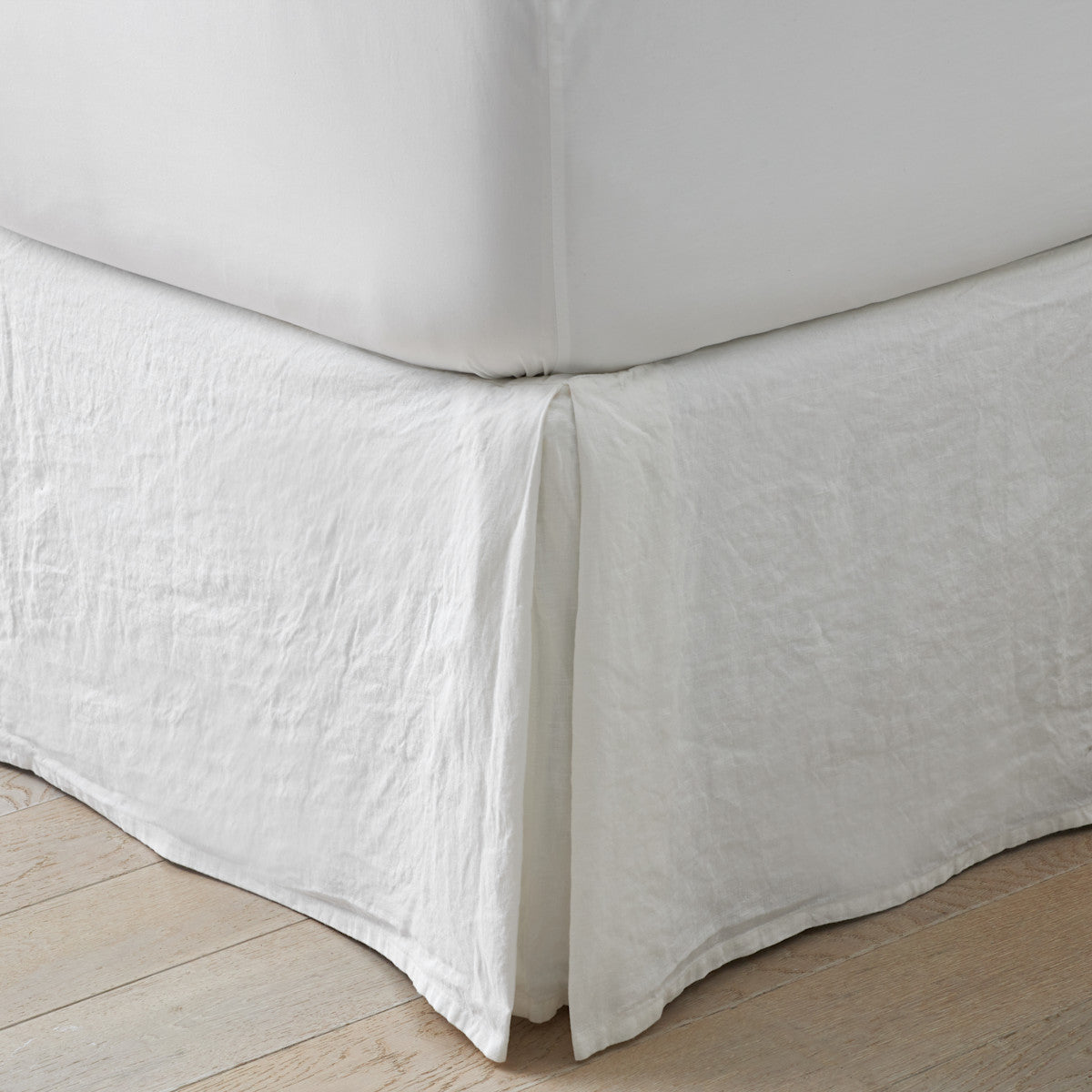 Premium Breathable Washed Linen Solid Bed Skirt - White, Full