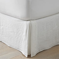 Premium Breathable Washed Linen Solid Bed Skirt - White, Twin