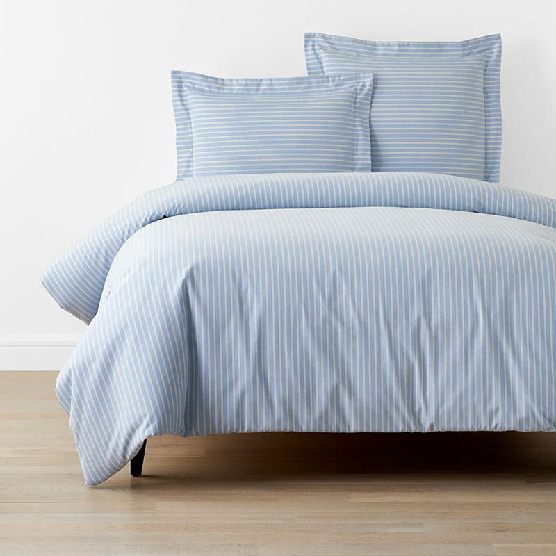 Classic Oxford Yarn-Dyed Stripe Duvet Cover - Blue/Beige, Twin/Twin XL