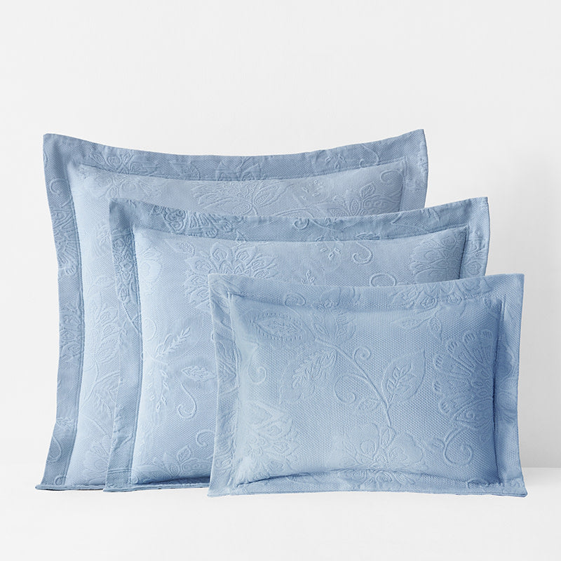 Putnam Cotton Matelassé Sham - Dusty Blue