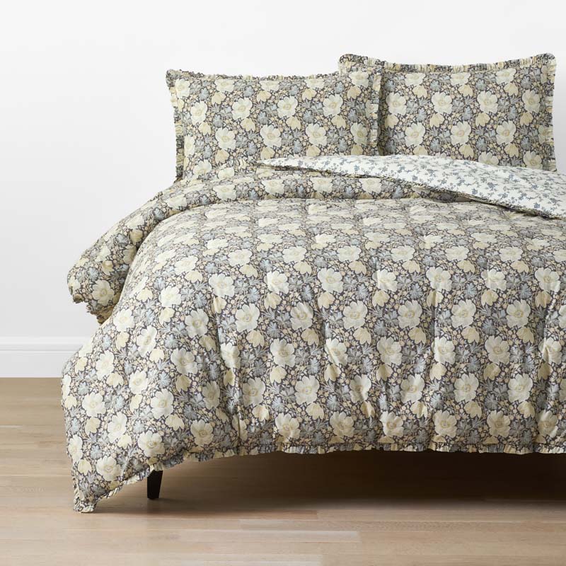 Tapestry Floral Reversible Garment Washed Cotton Percale Comforter Set - Ivory Multi, Twin/Twin XL
