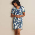 Printed Pima Cotton Women's Nightgown - Twilight Blossom, XS
