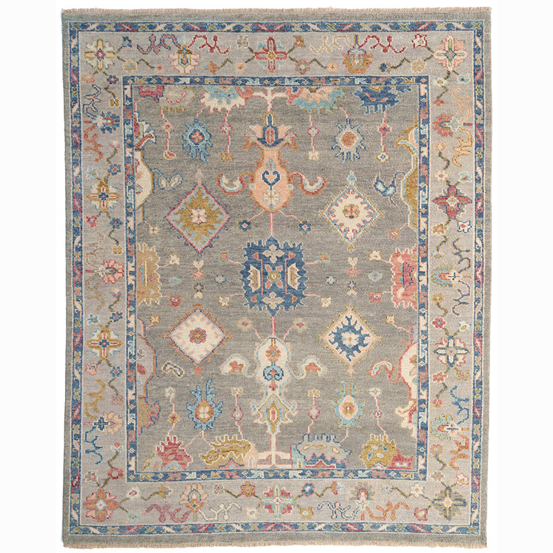 Hand Knotted Traditional Wool Rug -  Pewter Blue, 3' x 5'