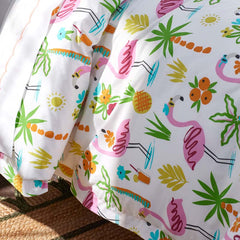 Summer Prints Classic Cool Cotton Percale Duvet Cover - Flamingo and Palms, King/Cal. King