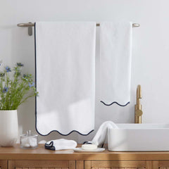Scalloped Edge Bath Towel - Navy