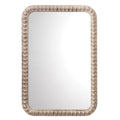 Wood Beaded Mirror - White, Rectangle
