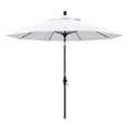 Round Outdoor Patio Umbrella, Fiberglass with Twist Tilt - Black Finish, Natural, 9'