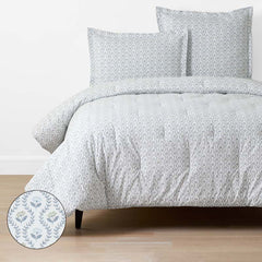 Tira Floral Classic Cool Cotton Percale Comforter - Flower Green, Full/Queen