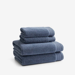 Plush Spa Solid 4-Piece Bath & Hand Towel Set - Indigo